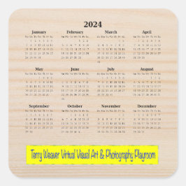 2024 Logo Zwölf Monate Kalendertag Quadratischer Aufkleber