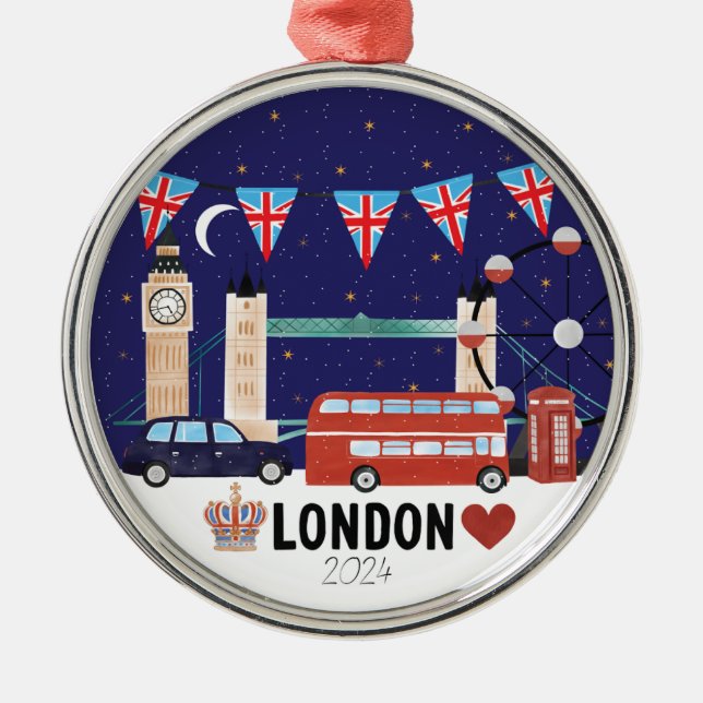 2024 Londoner Weihnachtsdekoration Ornament Aus Metall (Vorne)