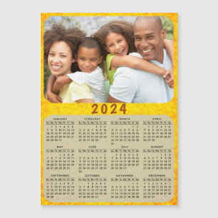 2024 Magnet Calendar Family Foto Gelb Gold