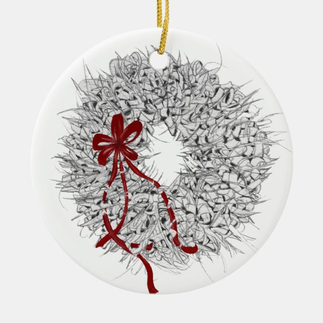 2024 Mele Kalikimaka Ti Leaf Kranz Keramik Ornament (Vorne)