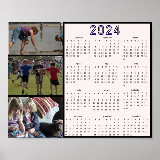 2024 Moderner Minimal Family 3 Foto Kalender Poster (Vorne)