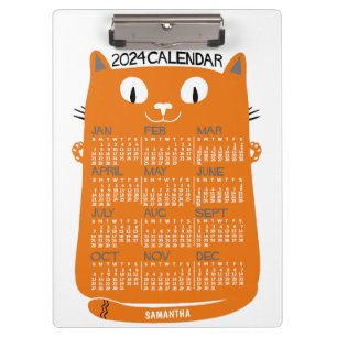 2024 Monatlicher Kalender Mittelalterliche Orangen Klemmbrett