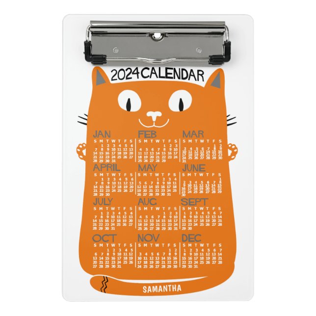 2024 Monatlicher Kalender Mittelalterliche Orangen Mini Klemmbrett (Vorderseite)