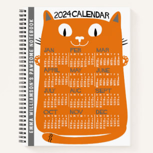 2024 Monatlicher Kalender Mittelalterliche Orangen Notizbuch