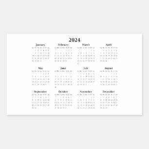 2024 Monatlicher Kalender Rechteckiger Aufkleber
