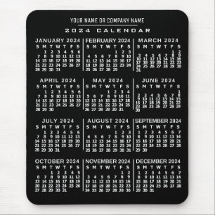 2024 Monatlicher Kalender Schwarz-weißer Individue Mousepad