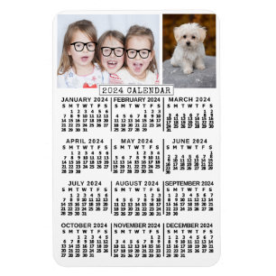 2024 Monatlicher Kalender weiß   Fotovorlage Magnet