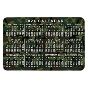 2024 Monatskalender Camouflage Camouflage Grün Magnet