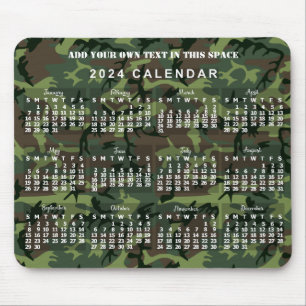 2024 Monatskalender Camouflage Camouflage Grün Mousepad