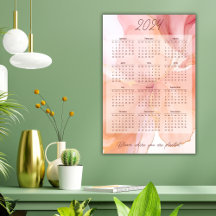 2024 Monatskalender Peach Floral Stilvoll