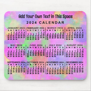 2024 Monatskalender Regenbogen der Farbe Custom Mousepad
