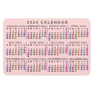 2024 Monatskalender Rosa Farbe rot Magnet