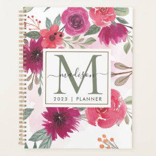 2024 Monogramm Aquarellfarben wöchentlich Planer