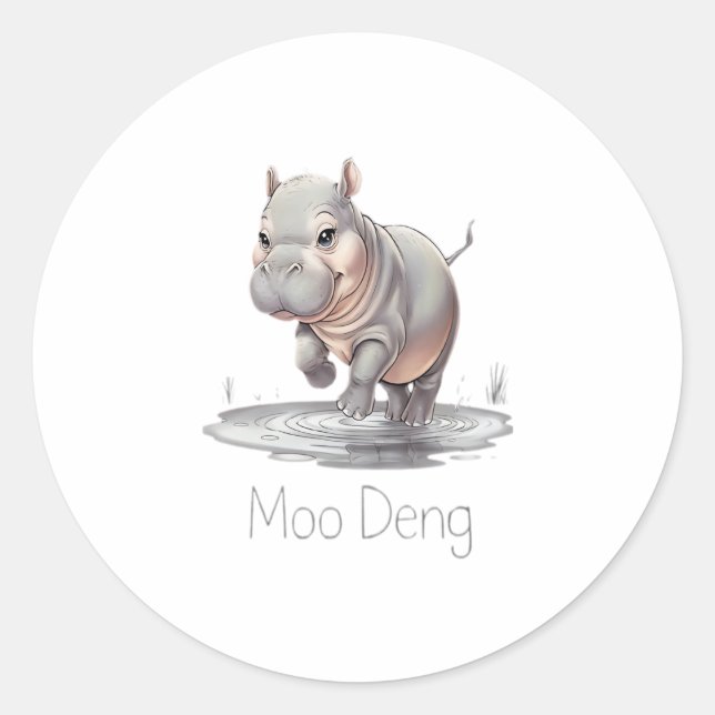 2024 Moo Deng Runder Aufkleber (Vorderseite)
