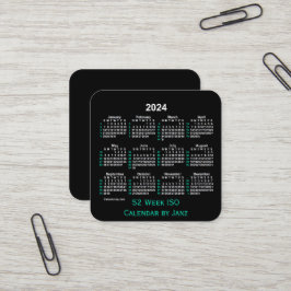 2024 Neon 52 Week ISO Kalender von Janz Quadratische Visitenkarte
