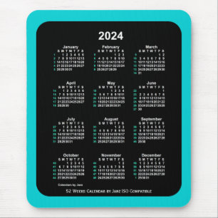 2024 Neon 52 Weeks ISO Kalender von Janz Two Tone Mousepad