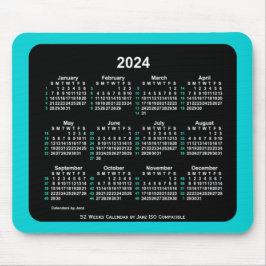 2024 Neon 52 Weeks ISO Kalender von Janz Two Tone Mousepad