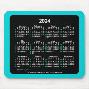 2024 Neon 52 Weeks ISO Kalender von Janz Two Tone Mousepad