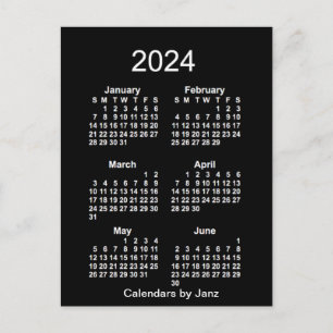 2024 Neon White 6 Month Mini Kalender von Janz Postkarte