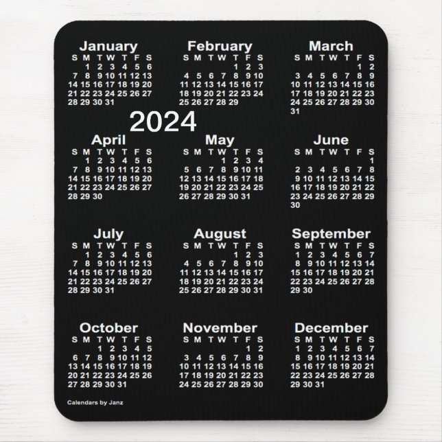 2024 Neon White Large Print Calendar von Janz Mousepad (Vorne)