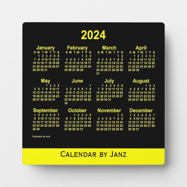 2024 Neon Yellow Desk Kalender von Janz Fotoplatte (Vorderseite)