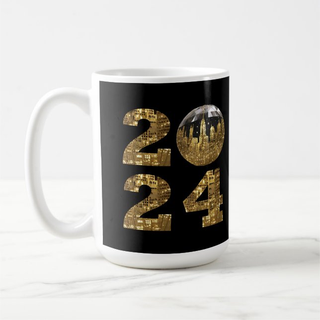 2024-Neue Jahre-Ball-NYC Gold- Kaffeetasse (Links)
