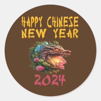2024 neues chinesisches Jahr des Drachen 2024 brau Runder Aufkleber