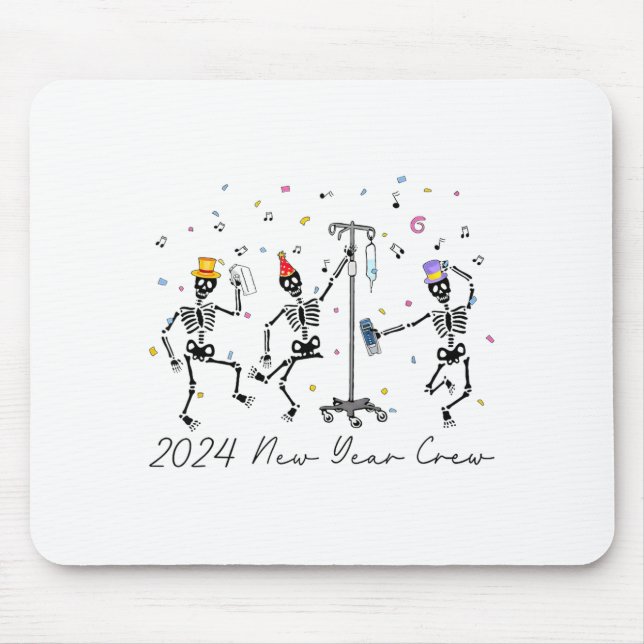 2024 New Year Crew Skeleton Dancing Funny Nurse Ic Mousepad (Vorne)