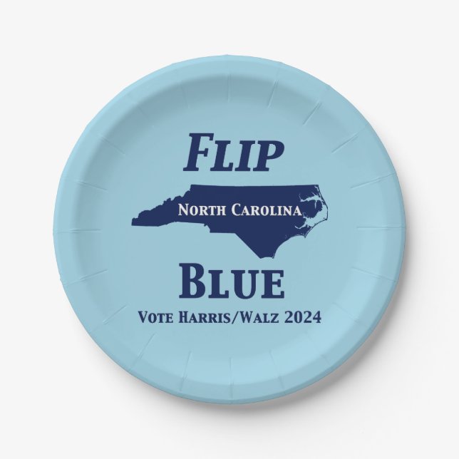 2024 North Carolina Blue gedreht Pappteller (Vorderseite)