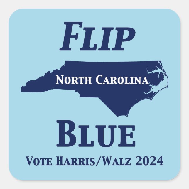 2024 North Carolina Blue gedreht Quadratischer Aufkleber (Vorderseite)