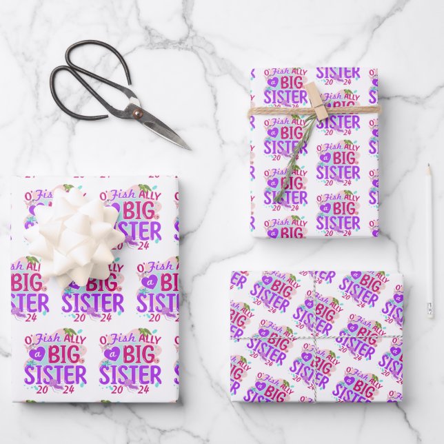 2024 Offiziell - O'Fishally ein großer Schwesterpu Geschenkpapier Set (Vorderseite)