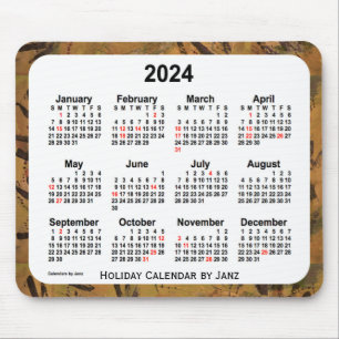 2024 Orange Holiday Art Calendar by Janz Mouse Pad Mousepad