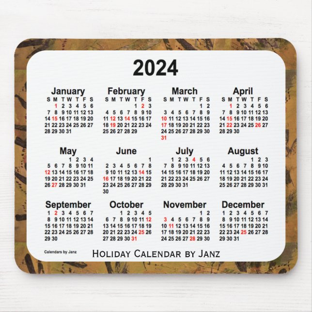 2024 Orange Holiday Art Calendar by Janz Mouse Pad Mousepad (Vorne)