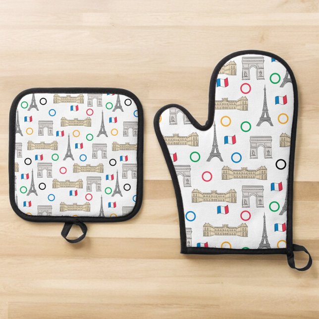 2024 Paris-Spiele Sommer-Spiele in Frankreich Ofenhandschuh & Topflappen-Set (Von Creator hochgeladen)