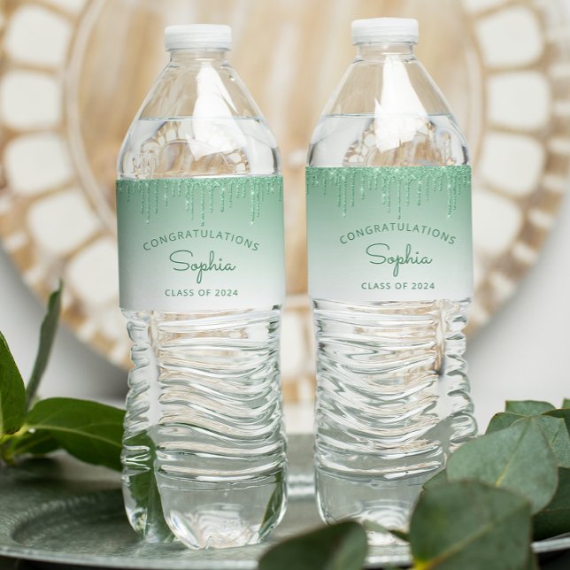 2024 Partei für den grünen Glitzer Tropfen Wasserflaschenetikett (Von Creator hochgeladen)