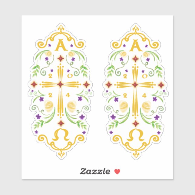2024 Paschal Candle Purple Flowers Sticker (Blatt)