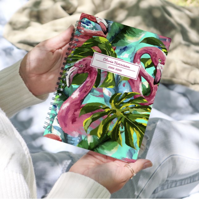 2024 Personalisierter Tropischer Flamingo-Name Planer (Von Creator hochgeladen)