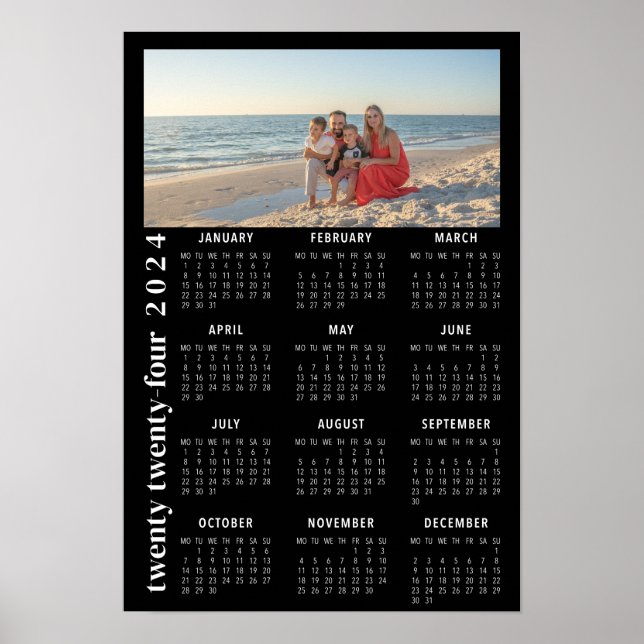 2024 Photo Calendar elegant black Poster (Vorne)