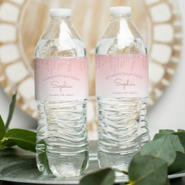 2024 Pink Glitzer Tropfen Graduation Party Wasserflaschenetikett