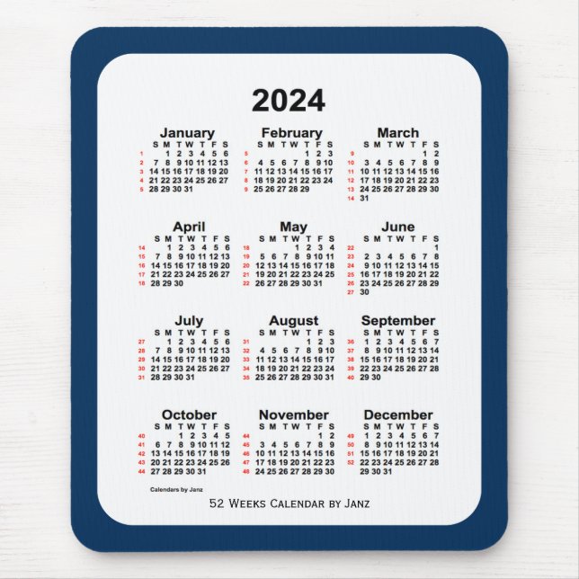 2024 Police Box Blue 52 Week Calendar by Janz Mousepad (Vorne)