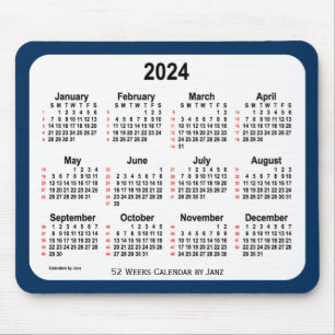2024 Police Box Blue 52 Weeks Calendar by Janz Mousepad