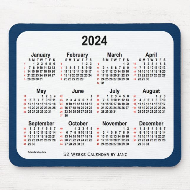 2024 Police Box Blue 52 Weeks Calendar by Janz Mousepad (Vorne)