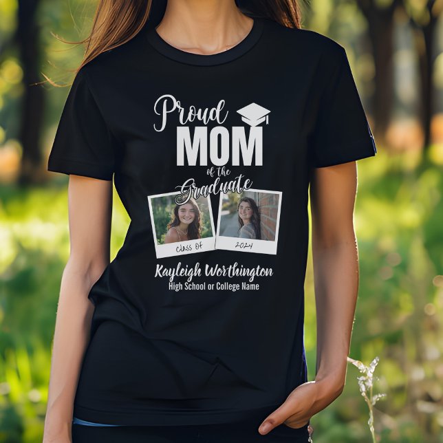 2024 Proud-Mama des Graduate Custom-Fotos T-Shirt (Von Creator hochgeladen)
