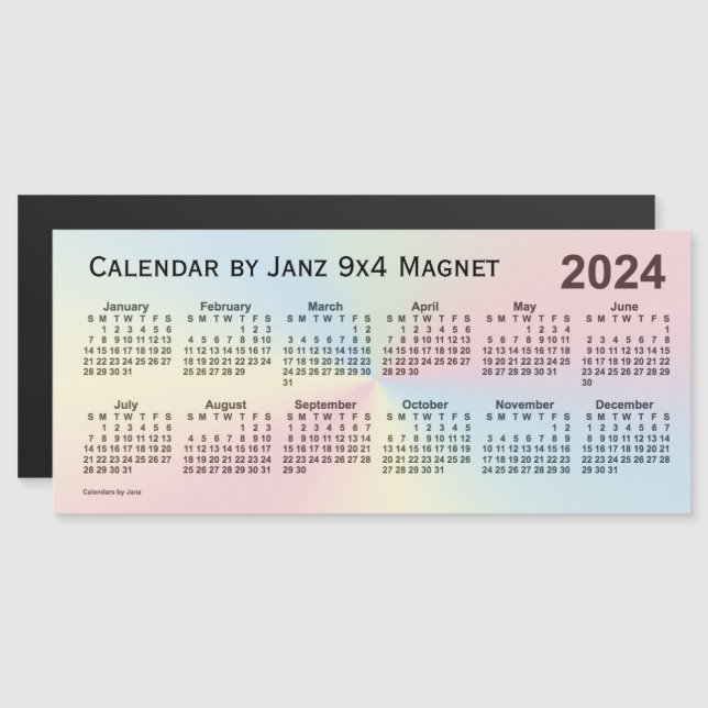 2024 Rainbow Cloud Calendar by Janz 9x4 Magnet (Vorne/Hinten)