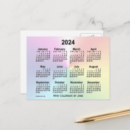 2024 Rainbow Cloud Mini Calendar von Janz Postkarte