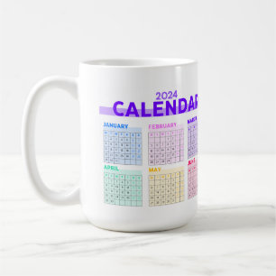 2024 Rainbow Colorful Full Year Monthly Calendar Kaffeetasse