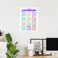 2024 Rainbow Colorful Full Year Monthly Calendar