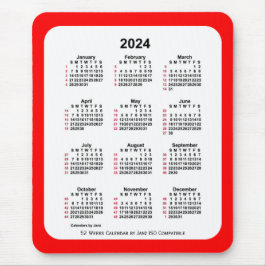 2024 Red 52 Weeks ISO Kalender von Janz Two Tone Mousepad