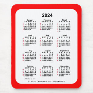 2024 Red 52 Weeks ISO Kalender von Janz Two Tone Mousepad
