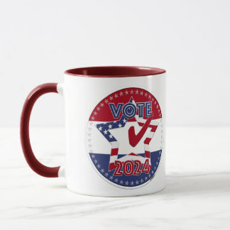 2024 Red and Blue VOTE USA Flag Star Check Mark Tasse